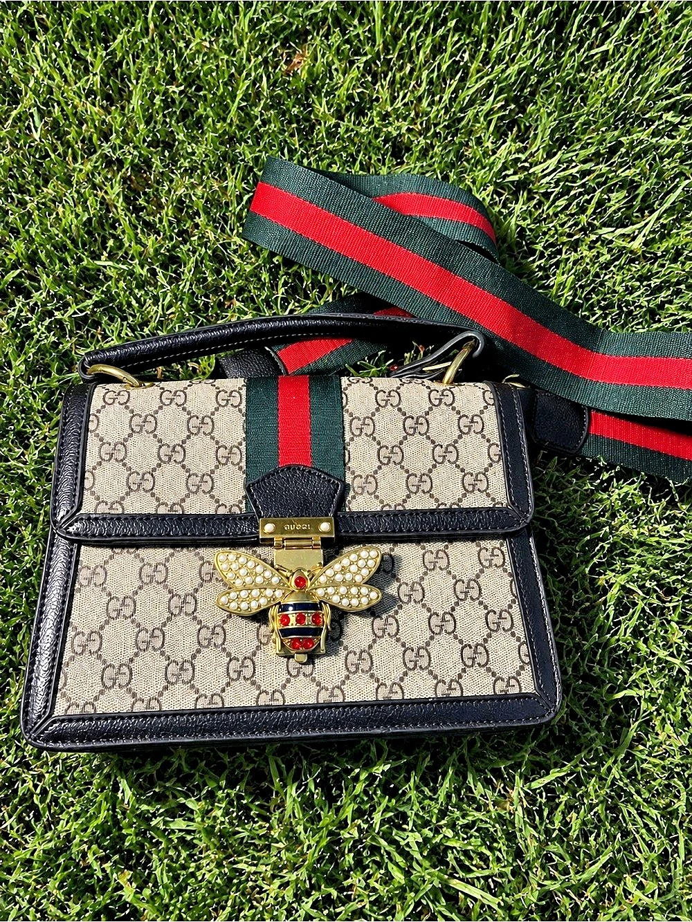Gucci Queen Margaret GG Supreme Top Handle Bag Brown & Black